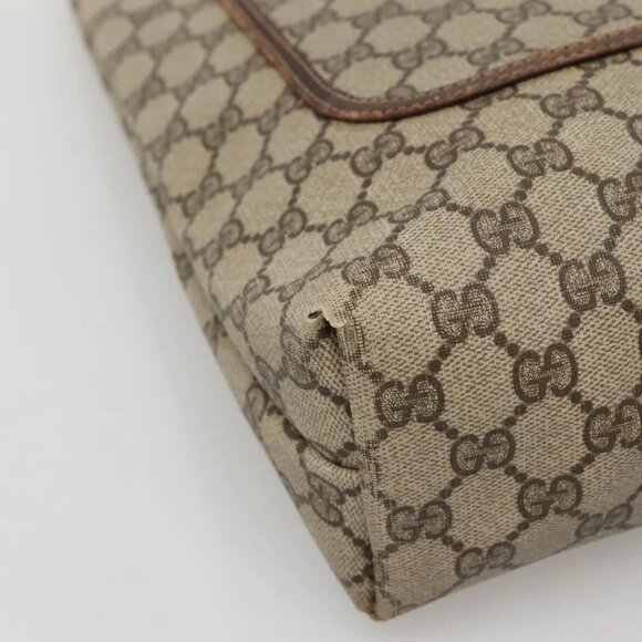 GUCCI GG Supreme Web Sherry Line Tote Bag PVC Beige Red 002 4487 39 Auth yk19326 - Picture 5 of 16